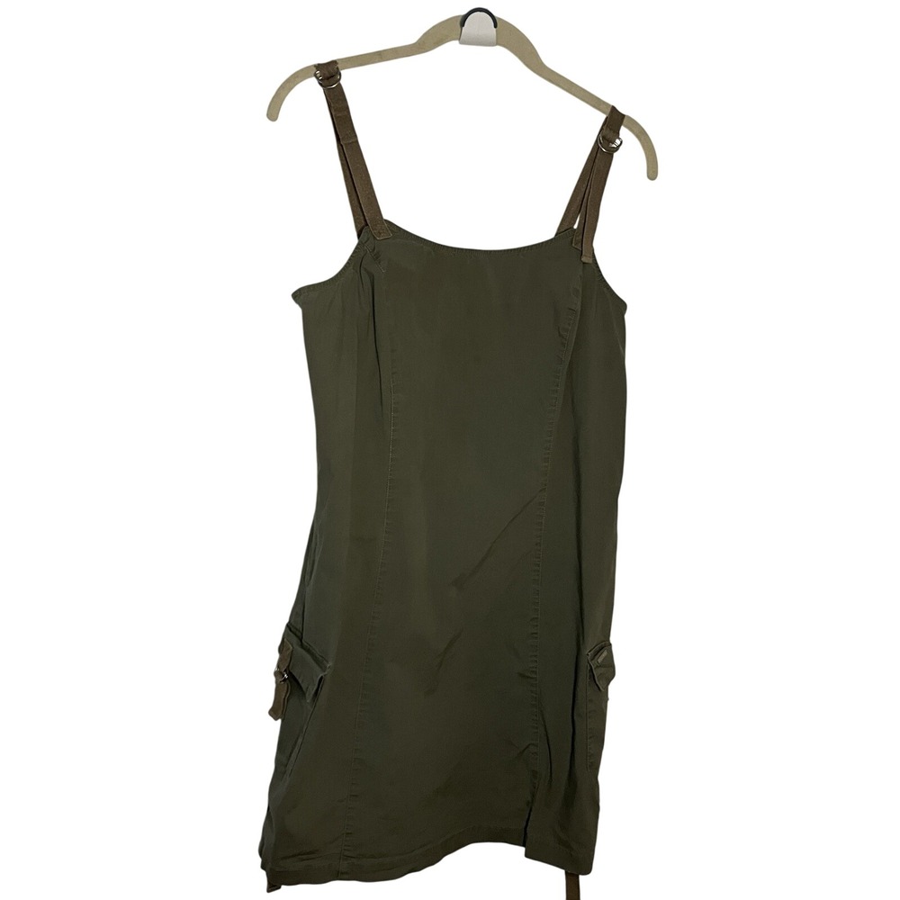 Y2K Point Zero Nicole‎ Benisti Mini Dress Juniors 9 Green Cargo Utility